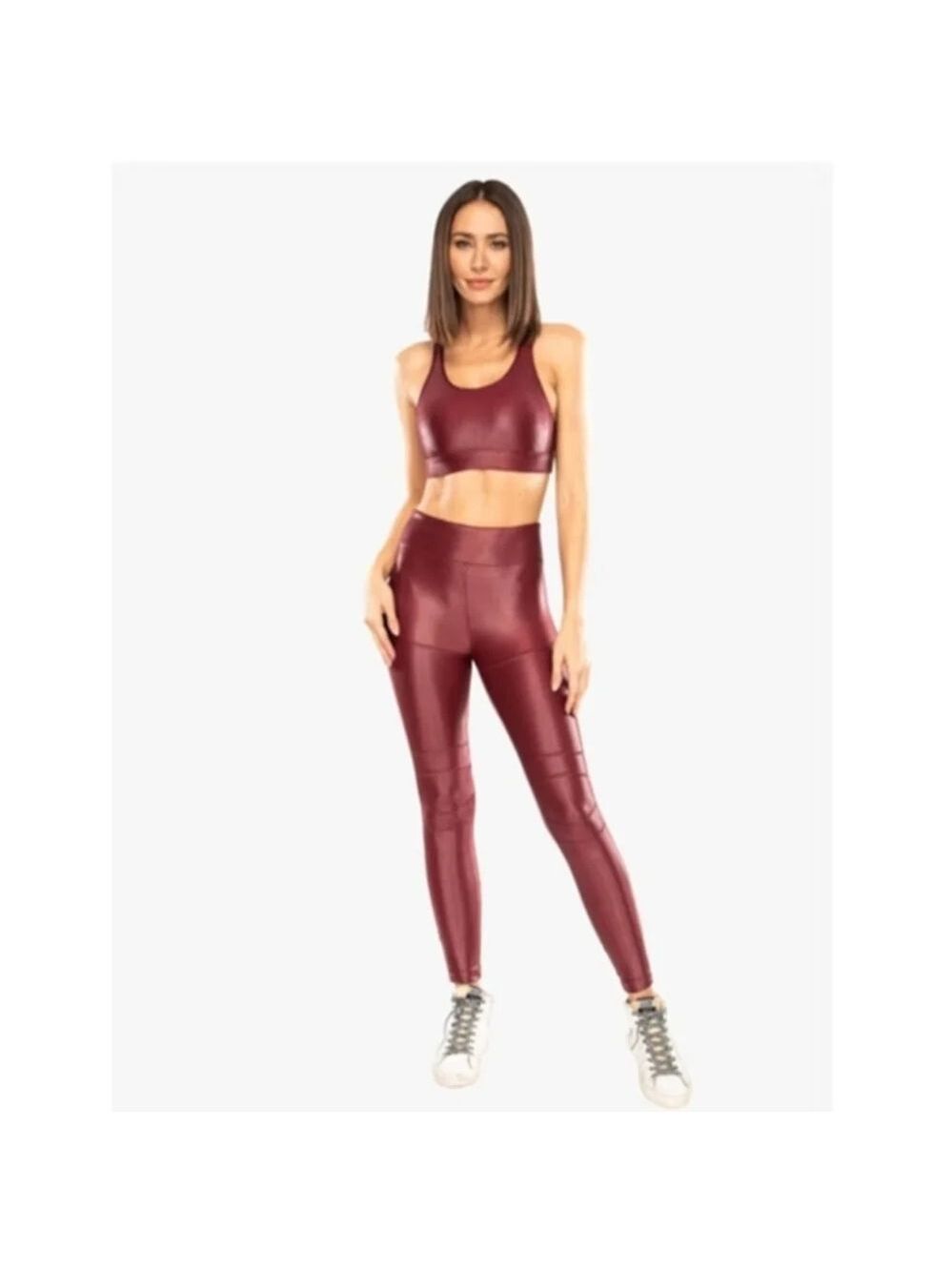 Koral Moto High Rise Infinity Legging Burgundy Sz S
